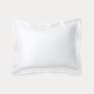Ralph Lauren Spencer Border Sateen solid White King Pillow Sham retail $135